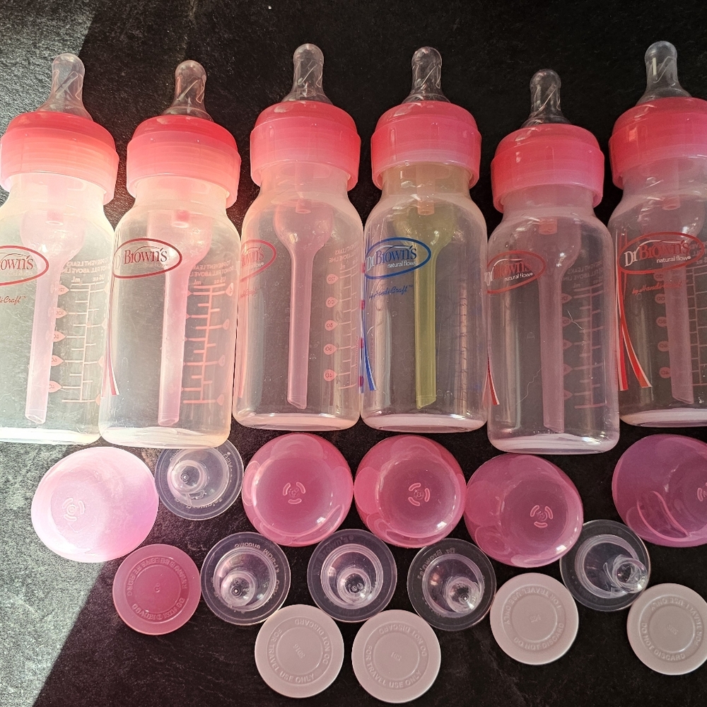 Dr. Brown's Pink Baby Bottles Set Of 6 (4 oz)